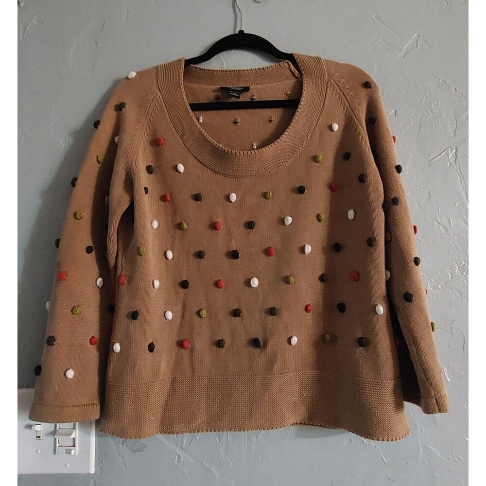 Pech & Pearl Collection Sweater,100% Cotton,Women M, Brown,17.5 Inch Of Arm To A